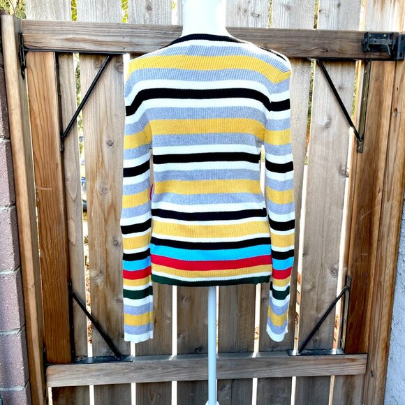 Stripe Sweater Top Knit Long Sleeve Pullover Rainbow NEW Size Juniors XL - Picture 3 of 7